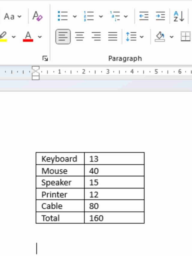 MS Word में एक कीबोर्ड शार्टकट के साथ SUM कैसे करें।